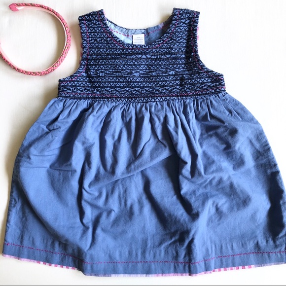 Tea Collection Reversible Blue/Pink Cotton Dress 3 - Picture 2 of 11